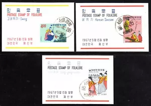 1967 Korea SC # 558a-560a - Folklore-3 Souvenir Sheets - Used - Picture 1 of 1
