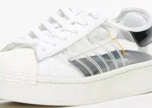 BRAND NEW ADIDAS RARE SUPERSTAR BOLD LIMITED EDITION WHITE/CLEAR TRAINERS. UK4.5 - Picture 1 of 6