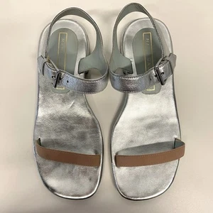 Marc Jacobs Elizabeth Metallic Silver Color Block Sandals Women's Sz EU 37/US 7 - Picture 1 of 20
