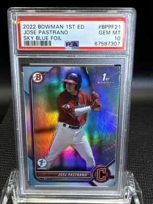 2022 Bowman 1st Edition Sky Blue Foil Jose Pastrano #BPPF-21 PSA 10 - Image 1 of 2