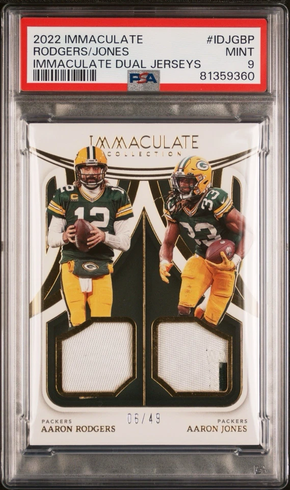 Camisetas dobles Panini Immaculate Collection 2022/49 Aaron Rodger’s/Jones PSA 9 Foto 1 de 3
