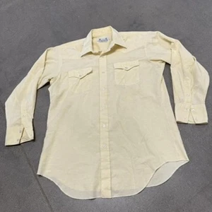 True Vintage H Bar C Western Hemd Pearl Snaps gelb USA 16x33 70er Jahre Cowboy - Bild 1 von 6