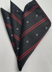 Pocket Square, Men’s, 12 Inch,  Black,  White,  Red, Stars Moons  & Stripes - Picture 1 of 4