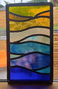 Stained Glass Leaded Window Panel Traeth (New) - Picture 1 of 2