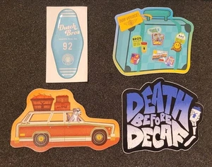 Dutch Bros Sticker Lot X4 DB Coffee 4 Different Hotel Key Station Wagon Suitcase - Picture 1 of 2