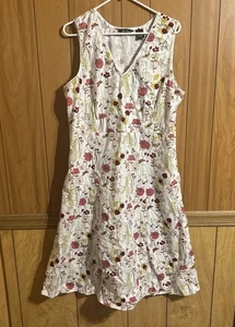 Eddie Bauer Midikleid Blumenmuster weiß Baumwolle Cottagecore Garden Gr. 18 HOCH - Bild 1 von 11