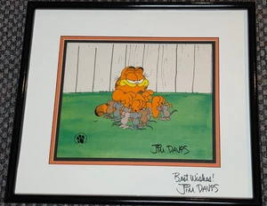 CEL DE ANIMACIÓN DE PRODUCCIÓN GARFIELD FIRMADO POR JIM DAVIS - ENMARCADO CON SELLO Y CERTIFICADO DE AUTENTICIDAD - Imagen 1 de 3