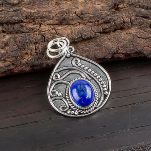 Amazing Lapis Lazuli Gemstone 925 Sterling Silver Pendant Handmade Jewelry Gifts - Picture 1 of 5