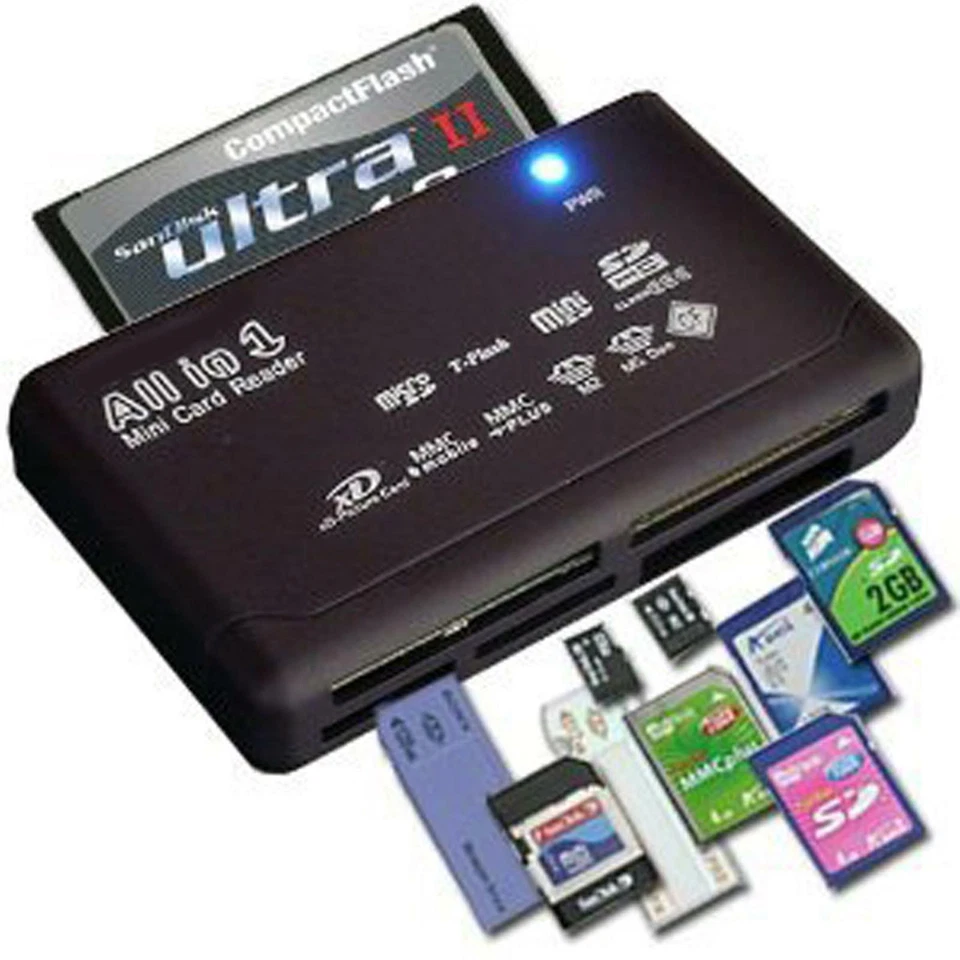 Memory Card Reader All in One 1 USB Adapter SD SDHC Mini Micro M2 MMC XD CF MS - Image 1 of 4