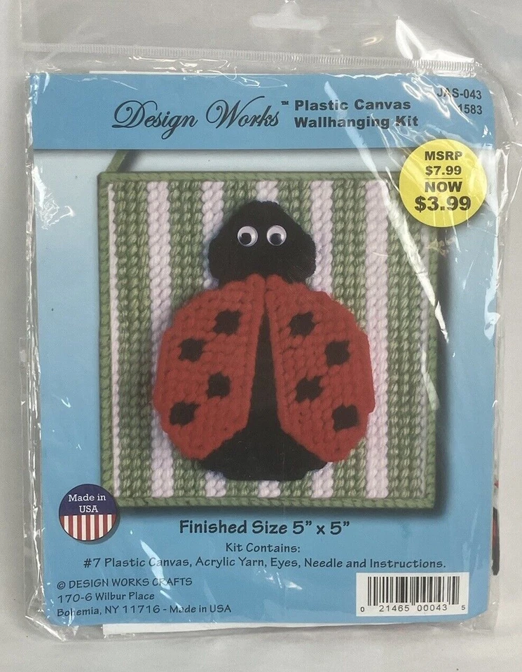 Design Works Daisy JAS-043 Plastic Canvas Wallhanging Kit 5x5 Lady Bug New - Image 1 of 4