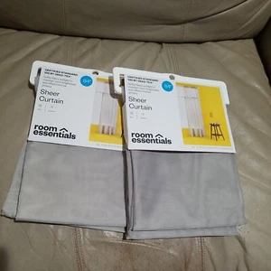 2 x Room Essentials Certified Standard 100 Gray 60" x 84" Sheer Curtains - Picture 1 of 4