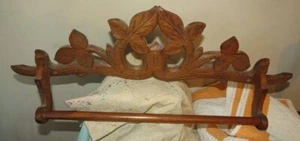 ANTIQUE VICTORIAN WALNUT? WOOD FRETWORK FOR WALL TOWEL BAR - Picture 1 of 3