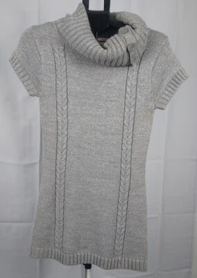 Vestido túnica suéter cuello capucha botones manchas plateadas Bongo gris con manchas talla grande Foto 1 de 4