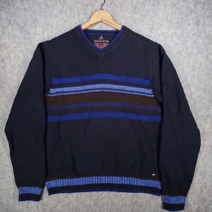 Tommy Hilfiger maglione uomo grande blu navy lana di agnello orlo preppy casual USA top - Foto 1 di 13