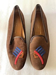 Stubbs & Wootton Women's Brown Suede "CHIEF" Slippers Loafers Shoes Size 7.5 - Picture 1 of 12