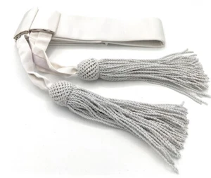 Sash Waist Belt White with White Tassels Police Band Sash R1112 - Picture 1 of 18