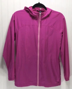 LANDS’ END Girls Size L 14 Fushchia Rain/ Windbreaker Jacket Hoodie Lightweight - Picture 1 of 6
