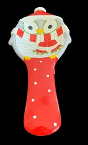 Peppermint Stripe Owl  Christmas Spoon Rest By Boston warehouse trading Corp - Picture 1 of 7