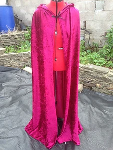 wine coloured crushed velvet cloak with hood princess fantasy sleeveless (p46) - Picture 1 of 8