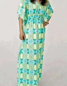 Vestido Sheridan Francés 100% Algodón Caftán Caftán Geométrico Piña Talla 8 FXM - Imagen 1 de 18