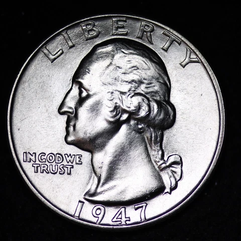 UNCIRCULATED UNC MS 1947-D WASHINGTON SILVER QUARTER FREE SHIPPING Cover