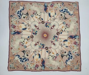 Bufanda de Seda De Colección, E. Perroni Per DAVINCI Circo Payasos Novedad Impresión Arte Carrusel - Imagen 1 de 24
