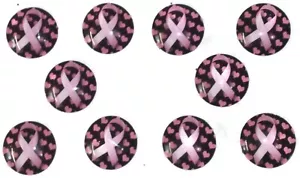 BREAST CANCER Awareness Ribbon GLASS Push Pin Set - 10pc Handmade Decorative Mem - Picture 1 of 2