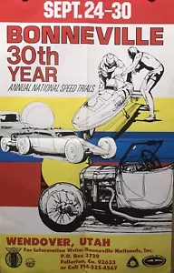 Bonneville 30th Year Annual National Speed Trials Original Car Poster! Stunning! - Foto 1 di 2