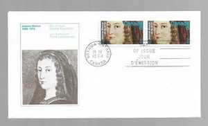 1973 DAY OF ISSUE JEANNE MANCE 8c SE-TENANT STAMPS, UC#615 IN MINT COND. - Picture 1 of 1