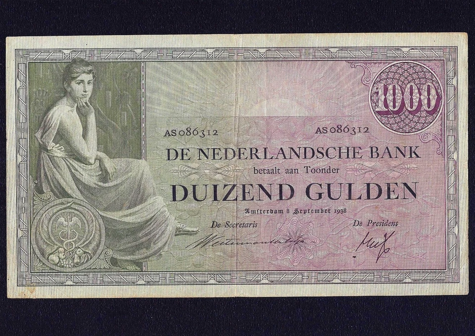 Netherlands 1000 Gulden 1938  P-48  VF - Image 1 of 2