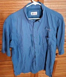 Camisa de pesca World Wide Sportsman XL manga corta abotonada azul ventilada - Imagen 1 de 5