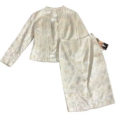 Новый с Ярлыками Jessica McClintock слоновой кости вышитый цветочный длинным рукавом 3 изделия юбка костюм 8 - Изображение 1 из 4