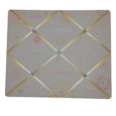 16"x19” Memory Board Photo Organizer Memos Bulletin Monogramed Beaded Pastels - Image 1 of 3