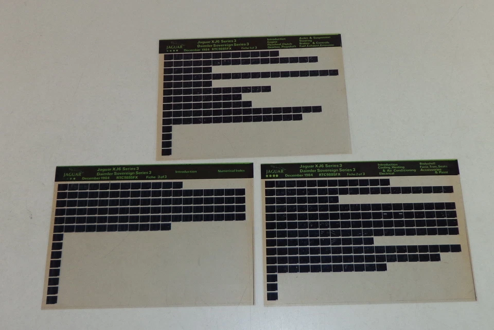 Microfiche Catalogo Ricambi Jaguar XJ6 / Daimler Sovrano Serie 3 Stand 12/1984 - Immagine 1 di 1