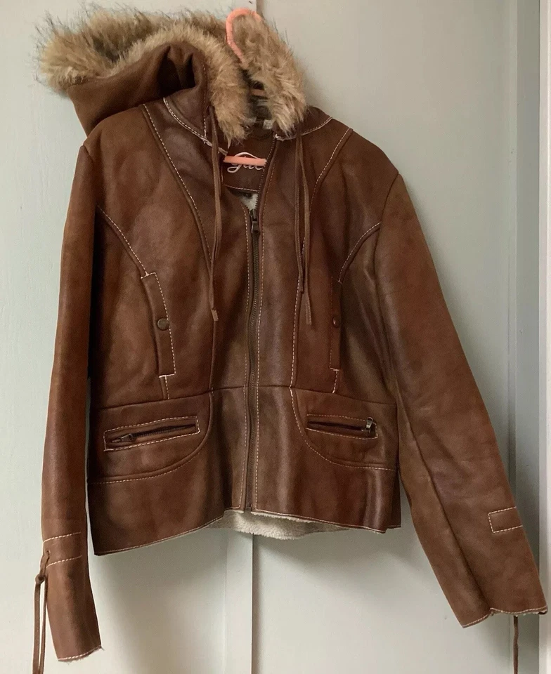 Chaqueta GUESS Vintage XL Imitación Piel/Gamuza Cuero Moto Patchwork Y2K Penny Lane Foto 1 de 4