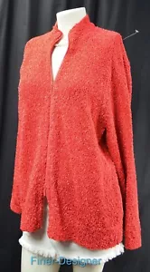 CHICOS stretch jacket boucle textured cardigan zip long sleeve Chico 3 L XL NEW - Picture 1 of 6