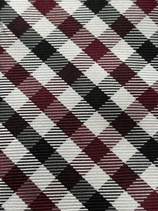 Collard Greens Boys Youth Necktie USA Plaid Black Burgundy White EUC - Picture 1 of 6