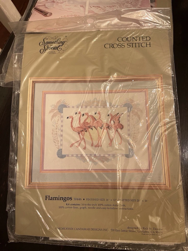 Kit Punto de Cruz Something Special Vintage “Flamingos” 16x12 Nuevo  Foto 1 de 4