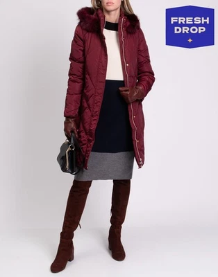 RRP€305 TRUSSARDI COLLECTION Quilted Coat Size M Belted Detachable Hood Zipped - Image 1 of 4