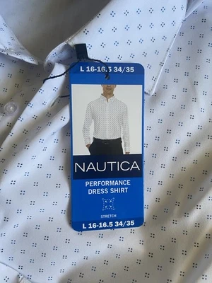 Nautica Stretch Performance Dress Shirt Men’s 16.1/2 34-35 White Button Up - Image 1 of 4