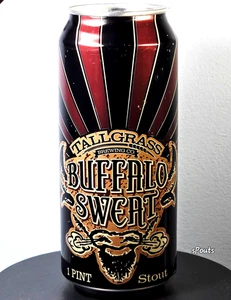 BUFFALO SWEAT STOUT DARK BEER CAN BISON KANSAS QUAIL ST MANHATTAN, KS TALL GRASS - Picture 1 of 4