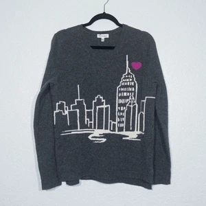 Neiman Marcus Gray Cashmere New York Skyline Sweater Size Large - Picture 1 of 6
