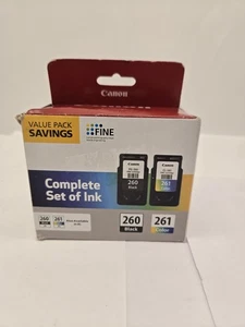 Canon 260 Black & 261 TriColor Standard Ink Cartridge  2 Pack - New Sealed - Picture 1 of 4