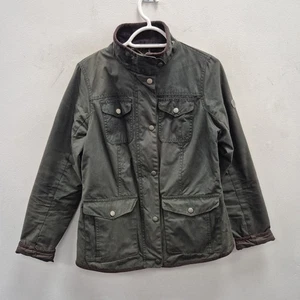 Barbour Faeroe Wax Waterproof Green Country Farm Rain Coat Jacket Size Uk 10 - Picture 1 of 9