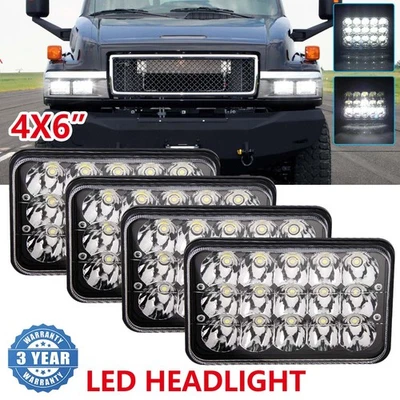 4PCS Fit for GMC C4500 C5500 Topkick 2003-2009 4x6inch LED Headlights Hi/Lo DOT - Image 1 of 4