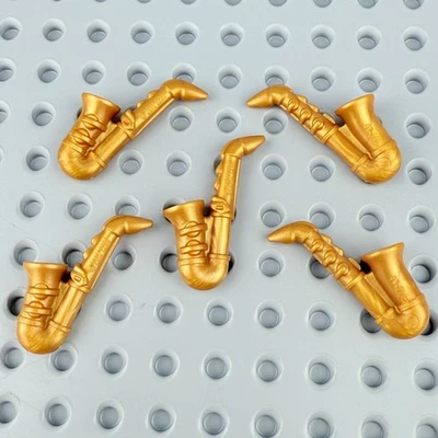 LEGO Lot of 5 Saxophones - Pearl Gold - New Genuine Sax Music Instrument - Image 1 of 3