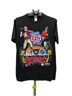 VTG 1990 Super Bowl XXIV Montana Elway T-shirt Broncos 49ers salem sports Size M - Image 1 of 4