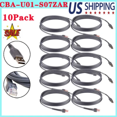 10PCS 7FT USB Cable for Motorola Symbol Barcode Scanner ls2208 CBA-U01-S07ZAR