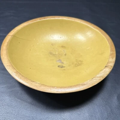 Munising Early Primitive oval Wooden Dough Bowl Signed 9" X 2" tall - 195 - Image 1 of 4