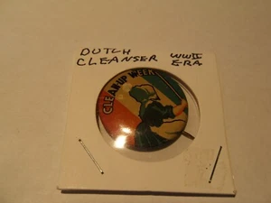WWII US Home Front Clean Up Week 'Old Dutch Cleanser' Button Pin Original 1 1/8" - Picture 1 of 5
